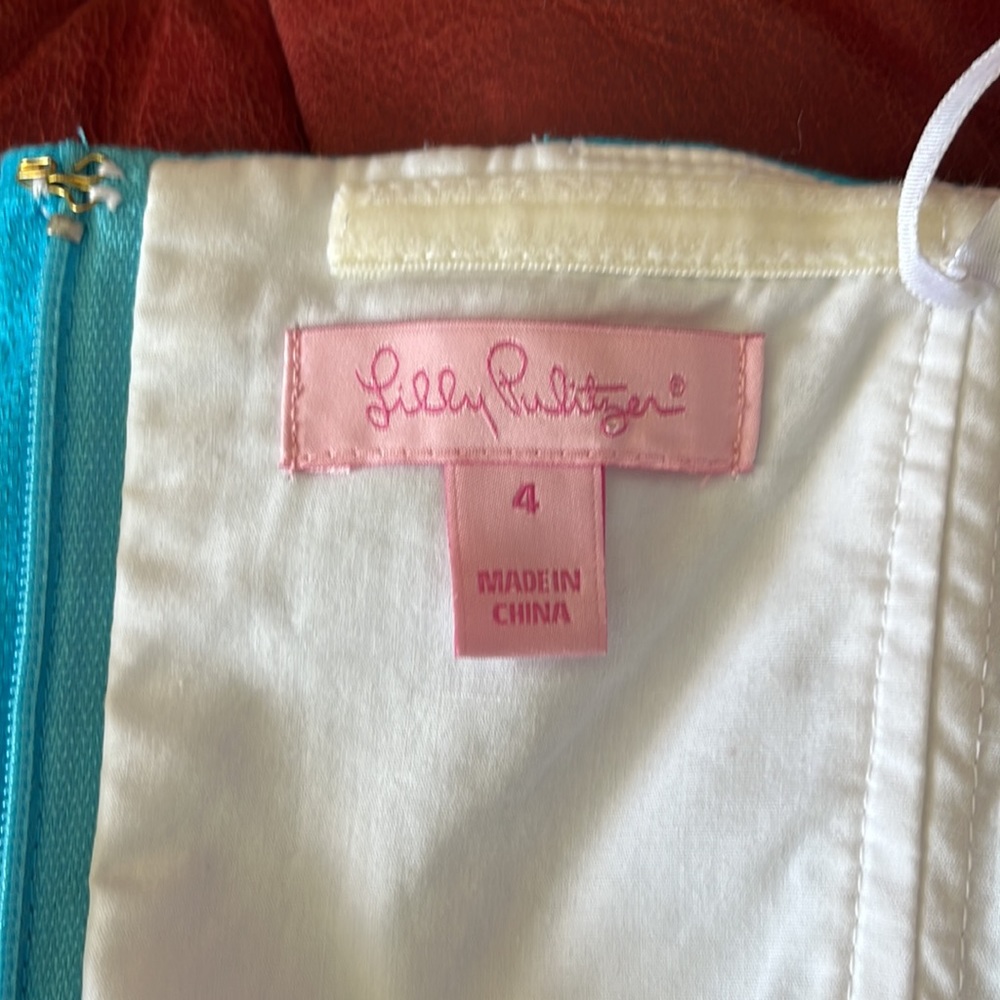 Lilly Pulitzer Strapless‎ Dress in Blue and Red - Picture 5 of 7
